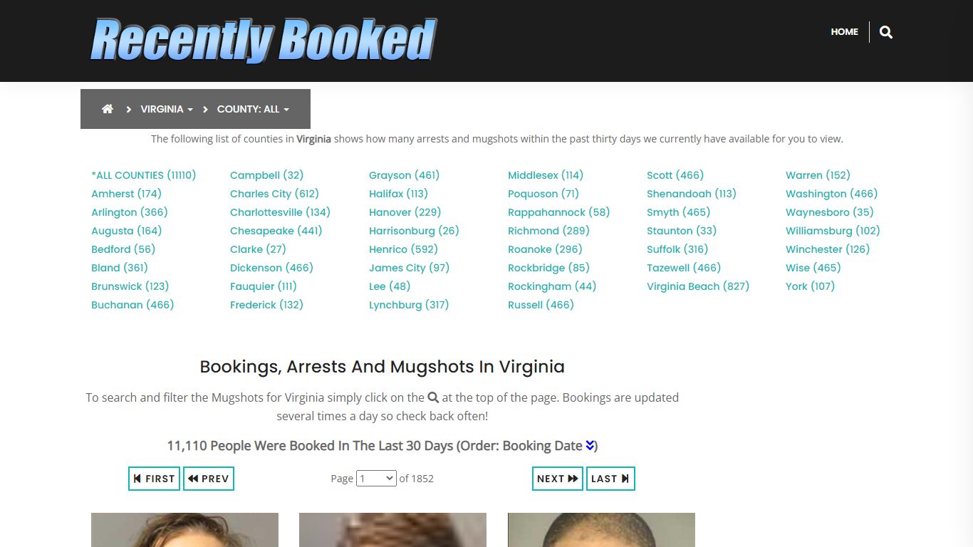 Recent bookings, Arrests, Mugshots in Virginia - Recently Booked